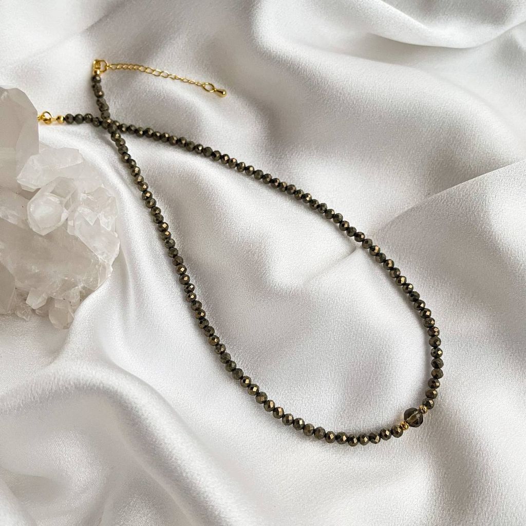 Колье из Пирита и Раухтопаза 38 см +