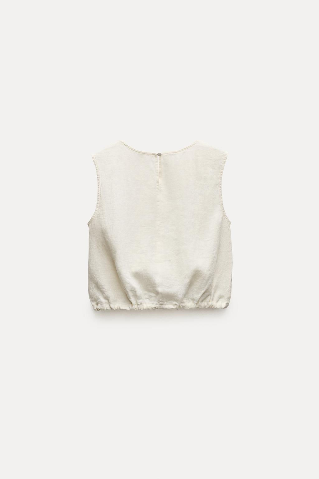 ZW COLLECTION 100% LINEN TOP WITH TIES - Zara фото 23