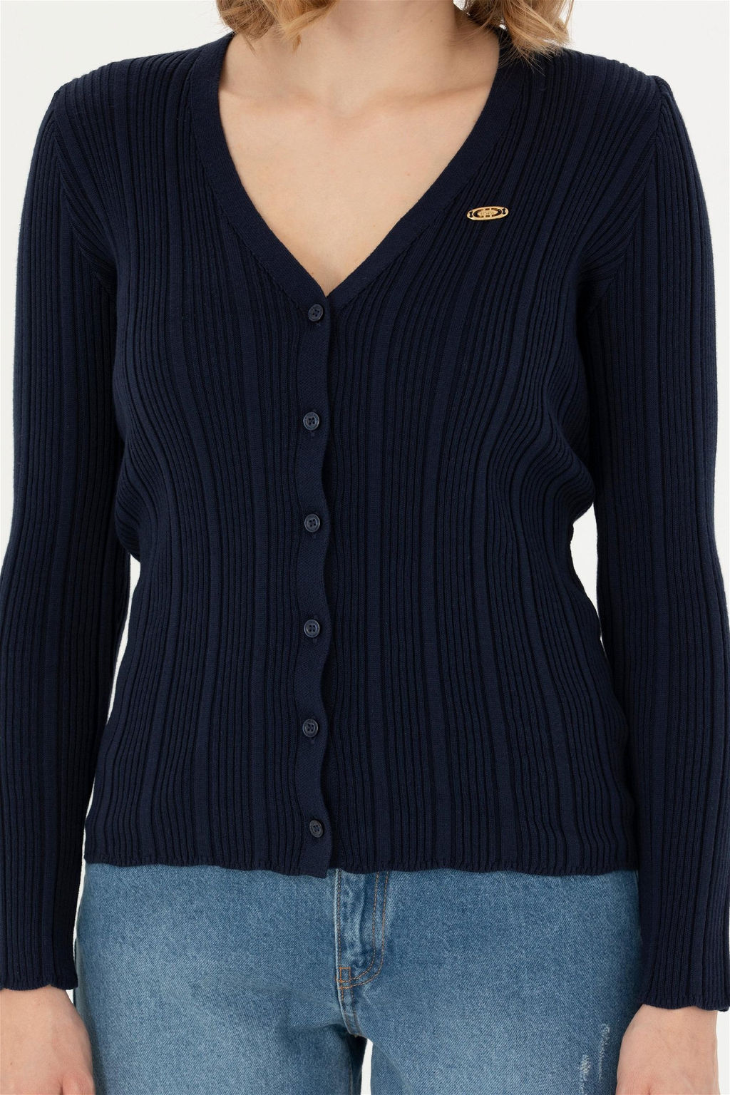 Женский темно-синий базовый трикотажный кардиган - U.s. polo assn фото 6