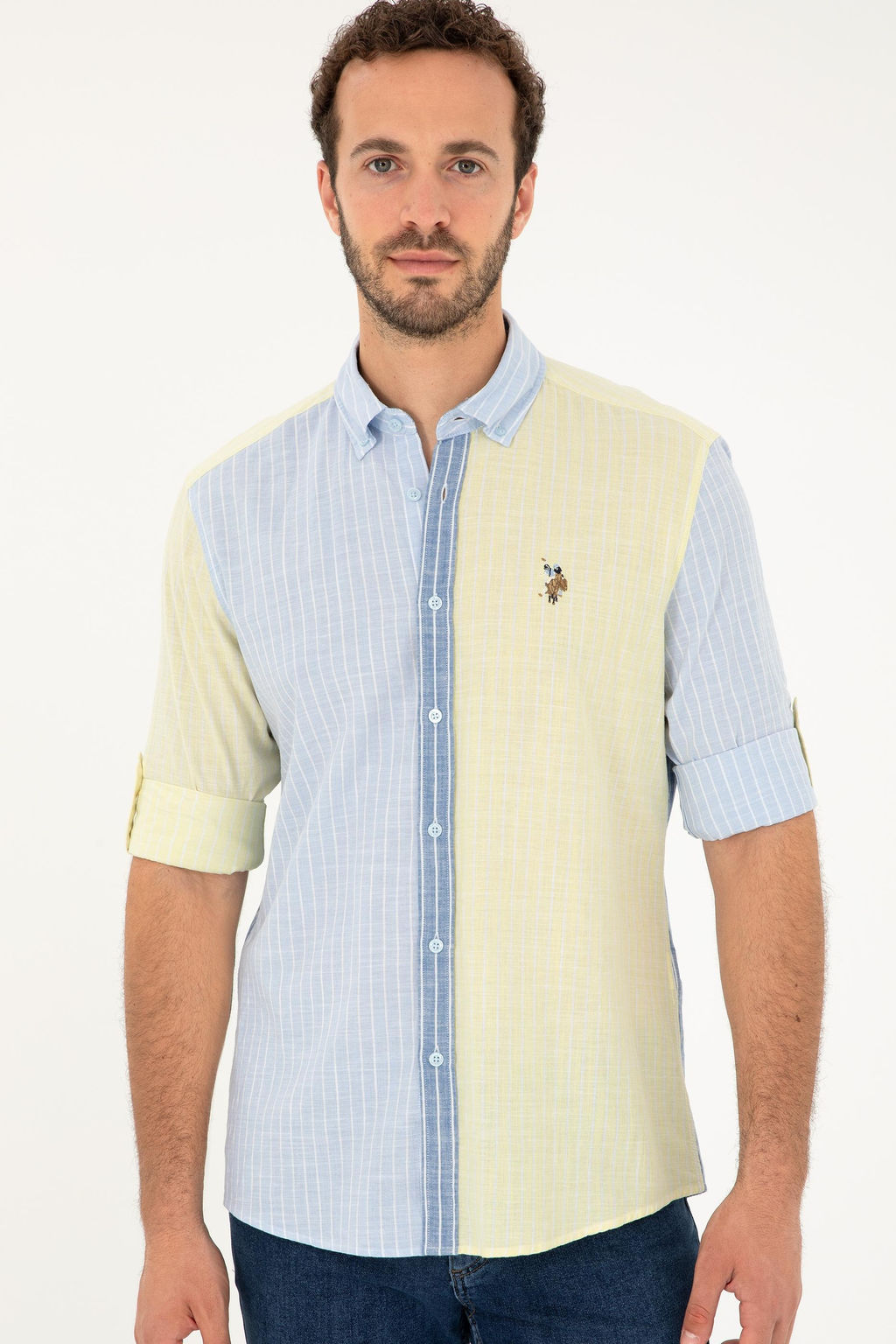Мужская голубая рубашка с длинным рукавом - U.s. polo assn фото 3
