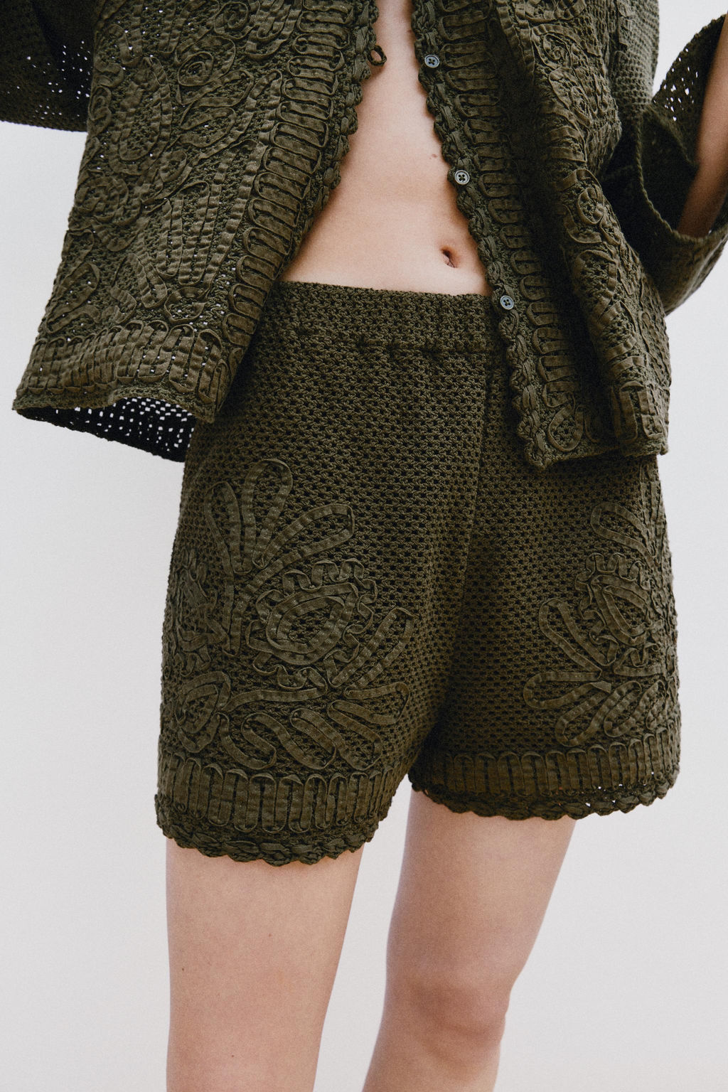 SHORTS COMBINADOS CROCHET / Khaki - Zara фото 2