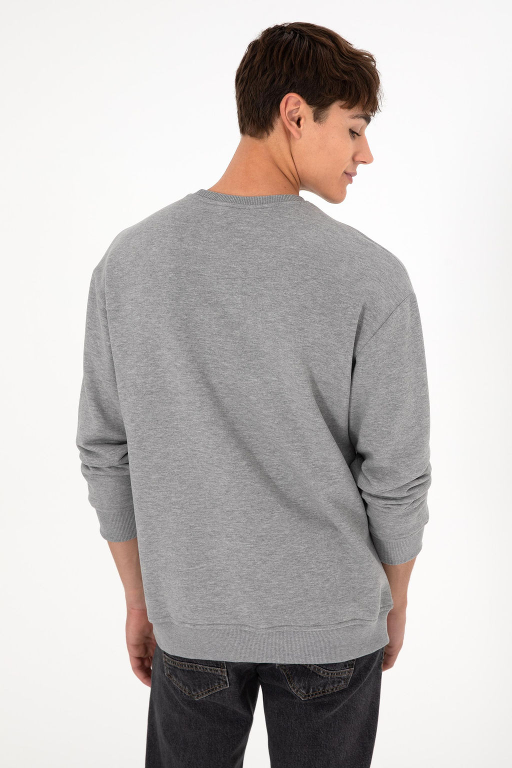 Мужской серый меланжевый базовый свитшот Неожиданная скидка в корзине