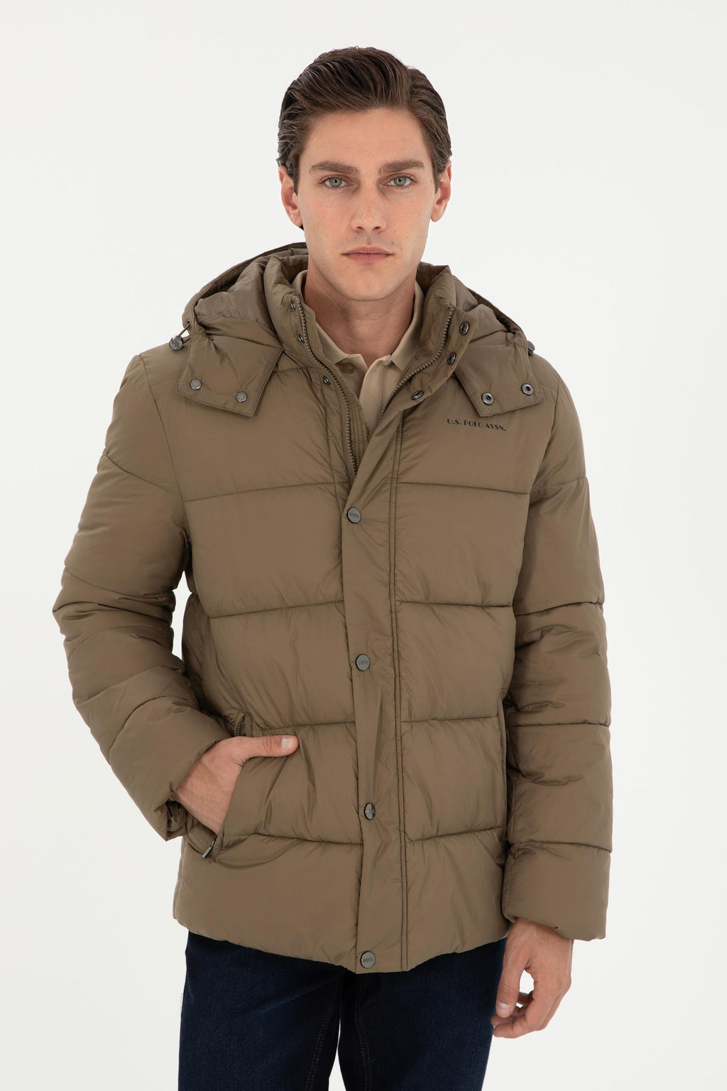 Мужское пальто цвета хаки Неожиданная скидка в корзине - U.s. polo assn фото 3