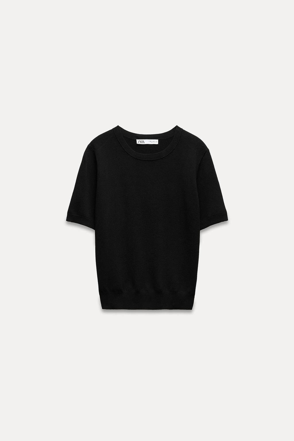 BASIC PLAIN KNIT TOP WITH SHORT SLEEVES - Zara фото 21
