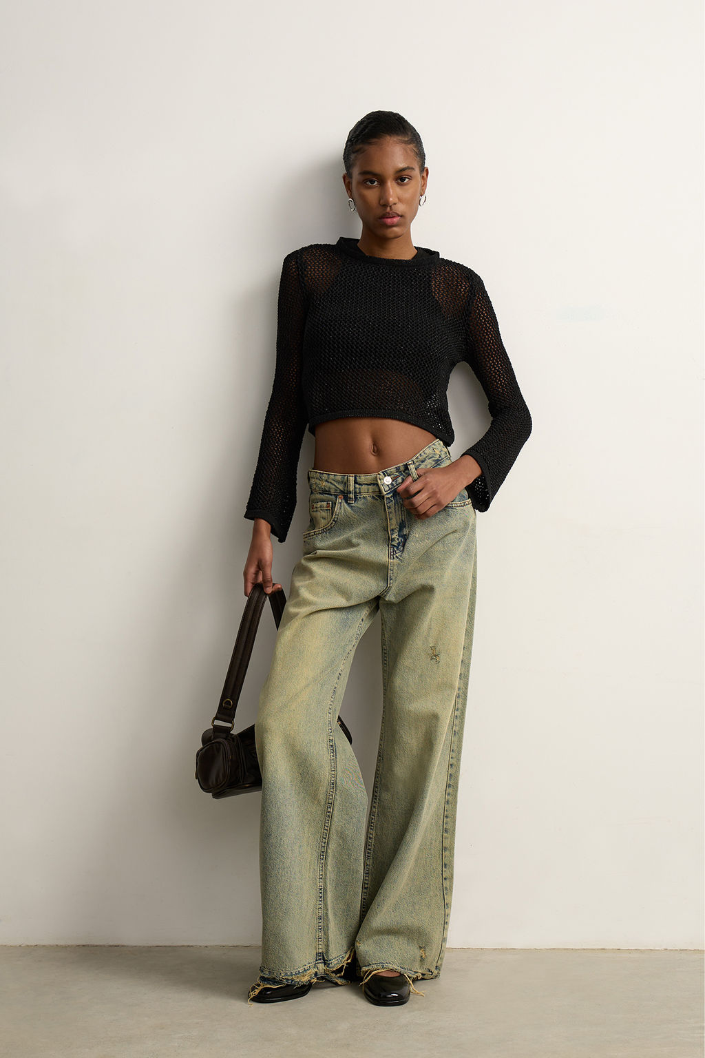 Джемпер укороченный фактурной вязки с люрексом - Mollis фото 2