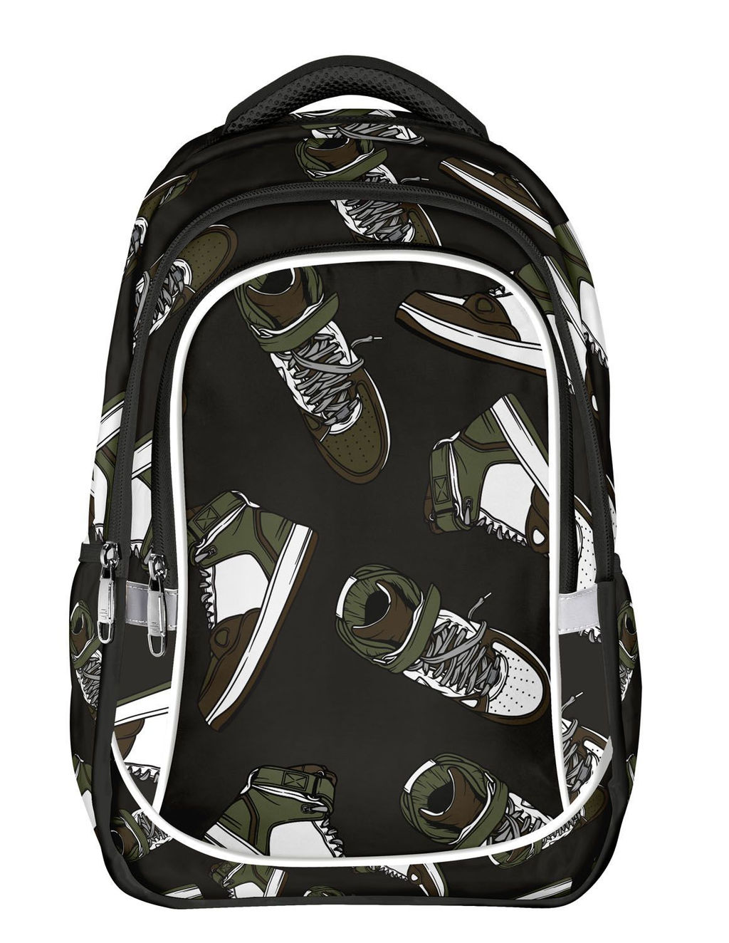 Рюкзак Creativiki КРОССОВКИ 20 л черный 40х28х18 см 3 отделения, молния, универсальный