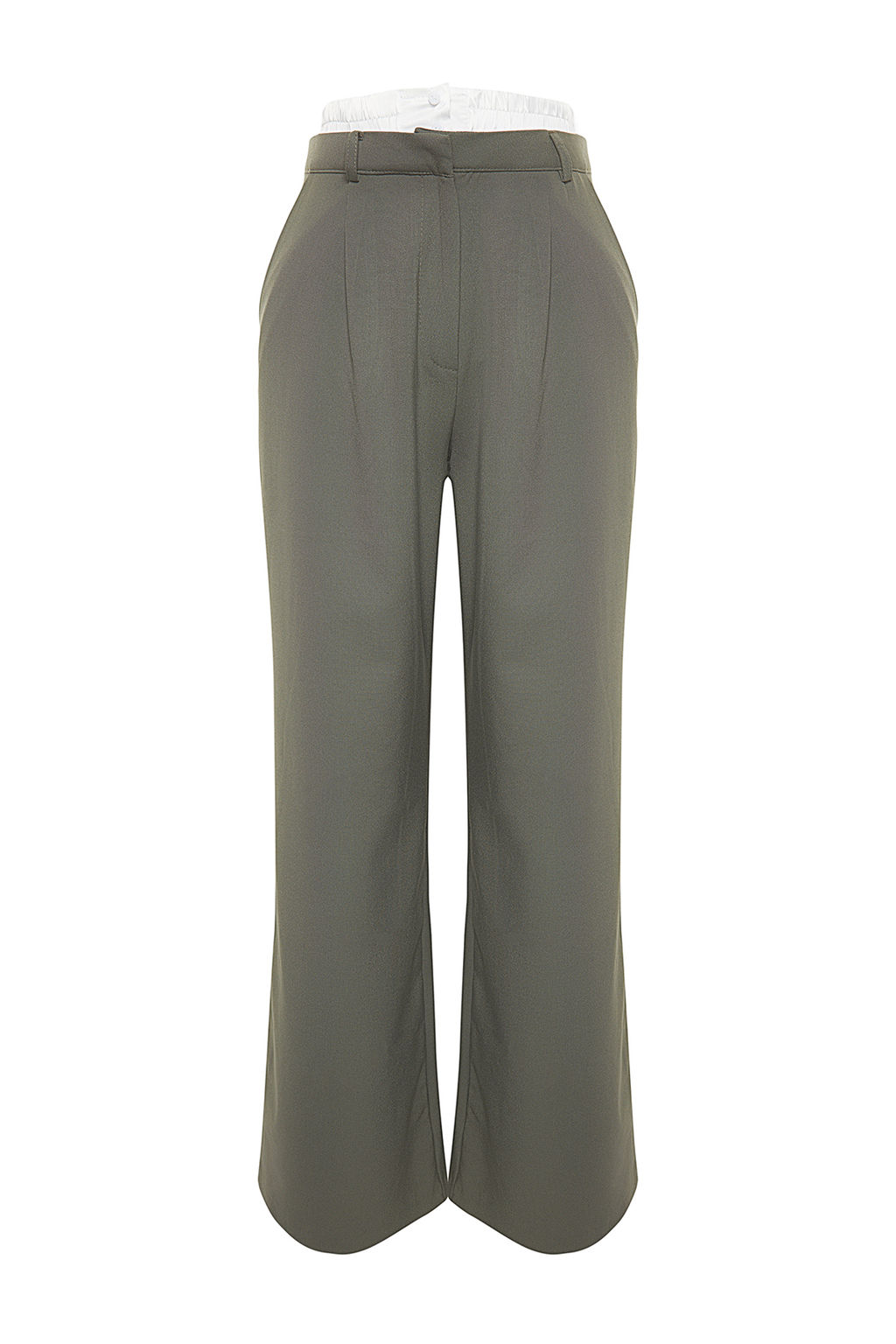 Limited Edition Mint Wide Leg Bel Boxer Detayl? Dokuma Kumas Pantolon TWOAW24PL00273