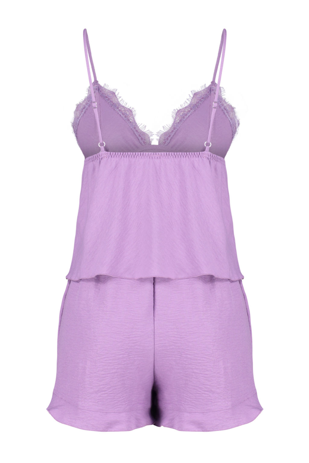 Trendyolmilla Mor Dantelli ve F?rf?r Detayl? Ip Ask?l? Sortlu Dokuma Pijama Tak?m? THMSS24PT00018  фото 8