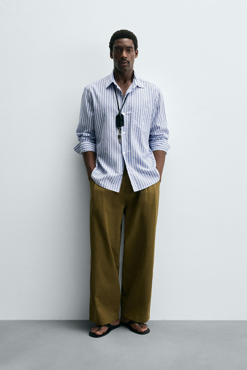CREASED-EFFECT STRIPED SHIRT
