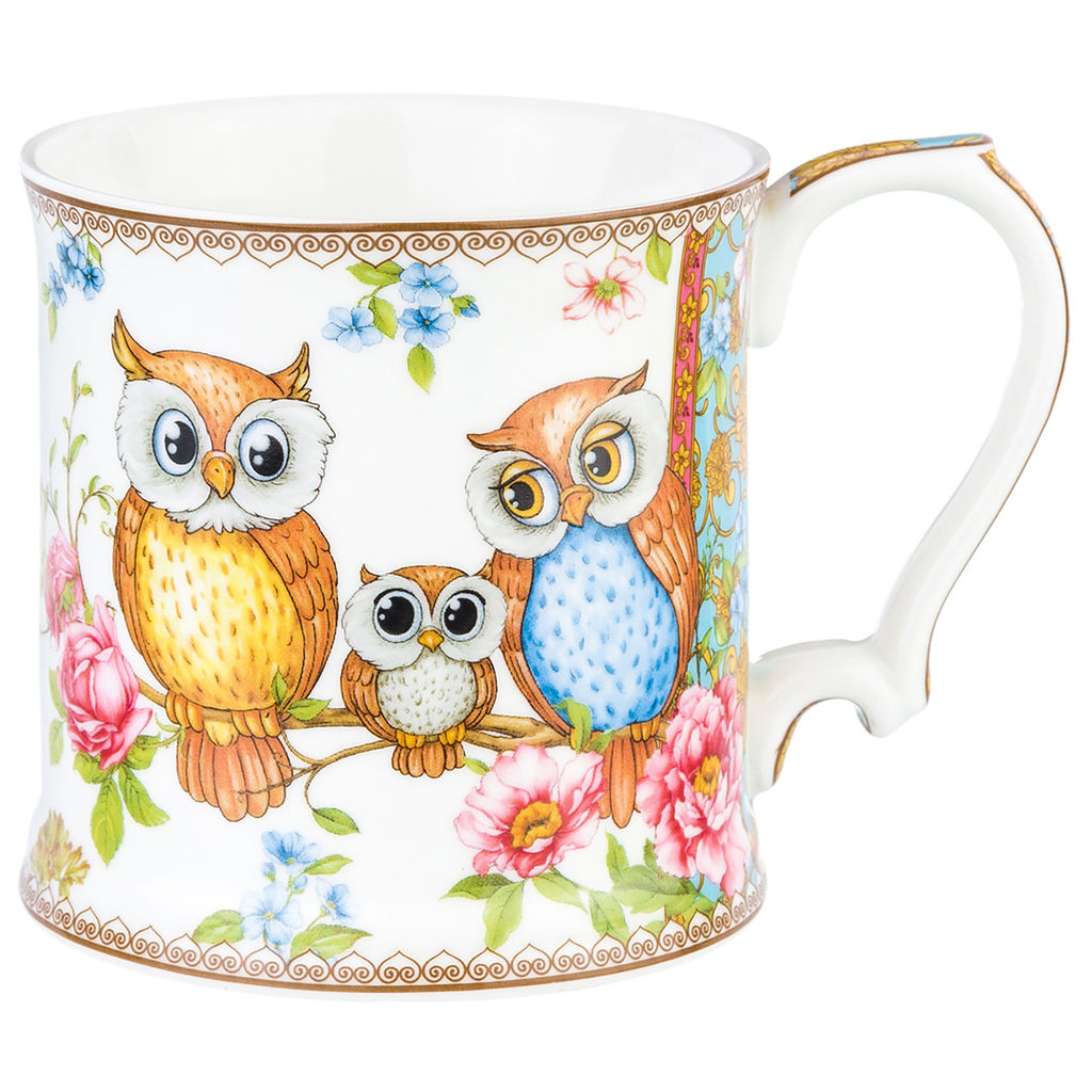 Кружка 380 мл 12,3*9*9 см "Совушки" NEW BONE CHINA