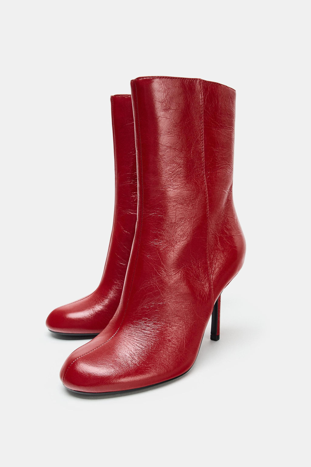 LEATHER HEELED ANKLE BOOTS - Zara фото 9