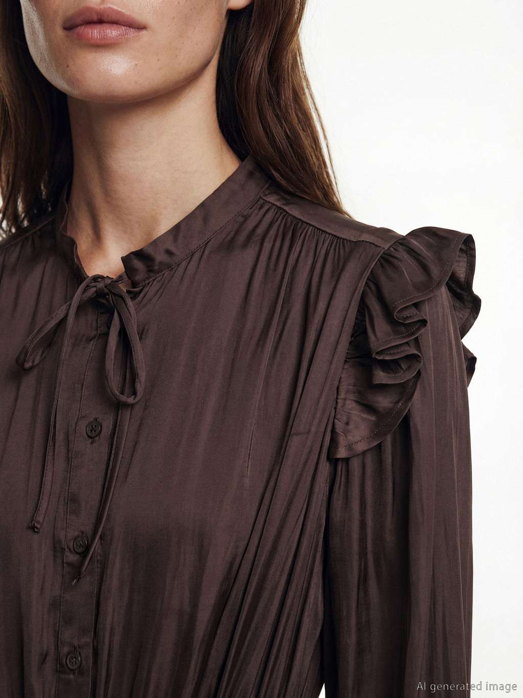 F?rf?rl? Ba?lamal? Yaka Saten Elbise