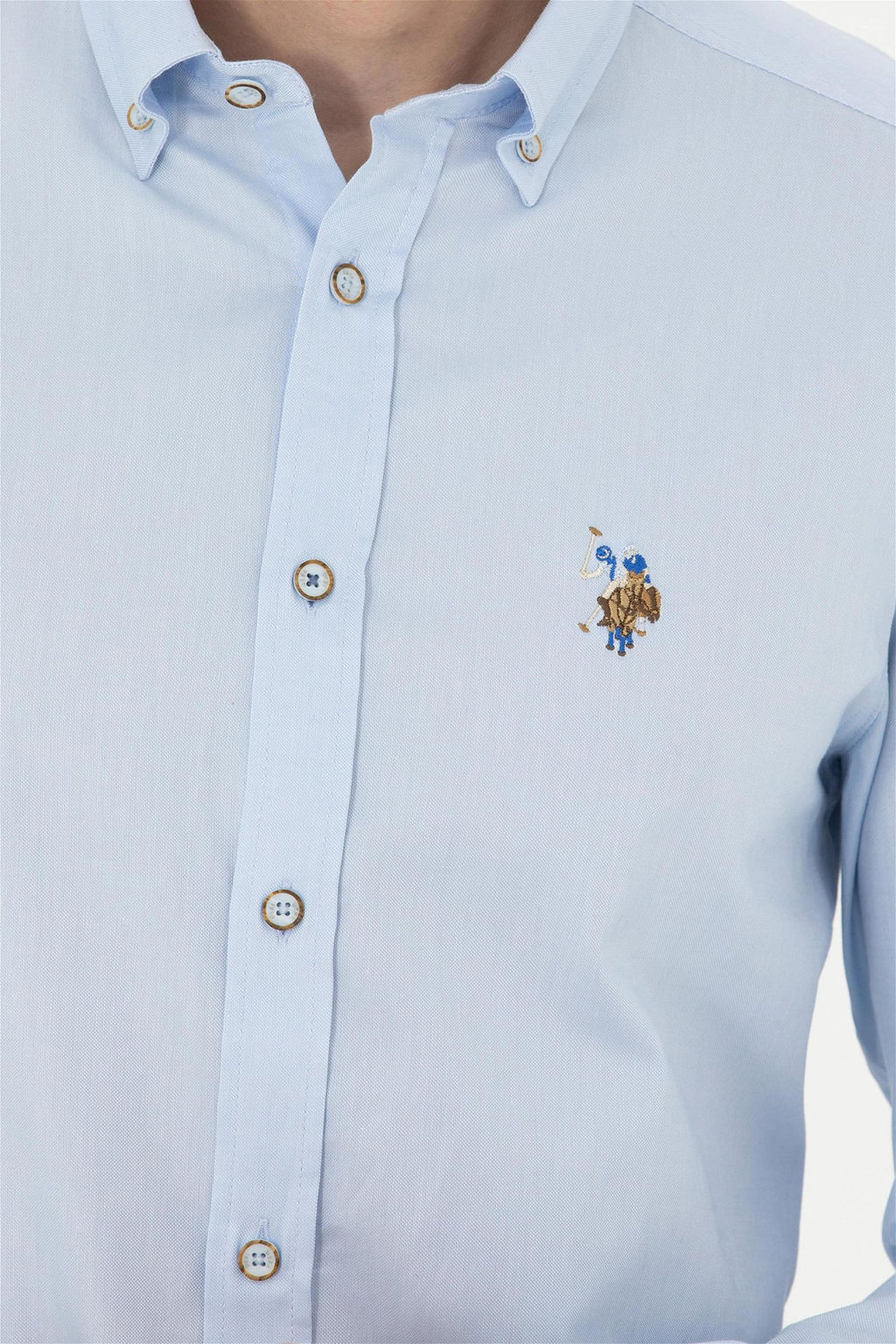 Мужская голубая базовая рубашка с длинным рукавом - U.s. polo assn фото 12
