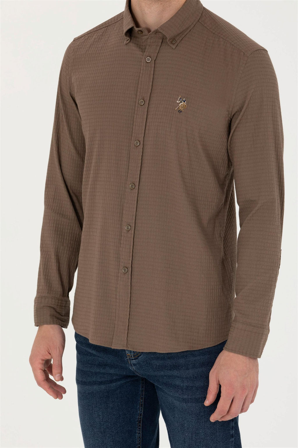 U. S. Polo Assn Мужская рубашка цвета хаки с длинным рукавом - U.s. polo assn фото 13