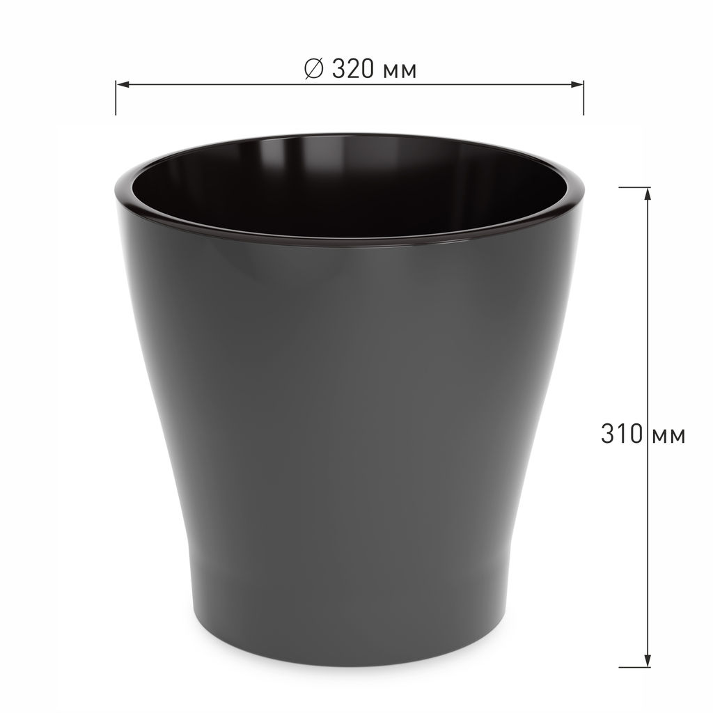 Горшок цветочный "Лея" 17л двойной (с автополивом) (графитовый) М8866