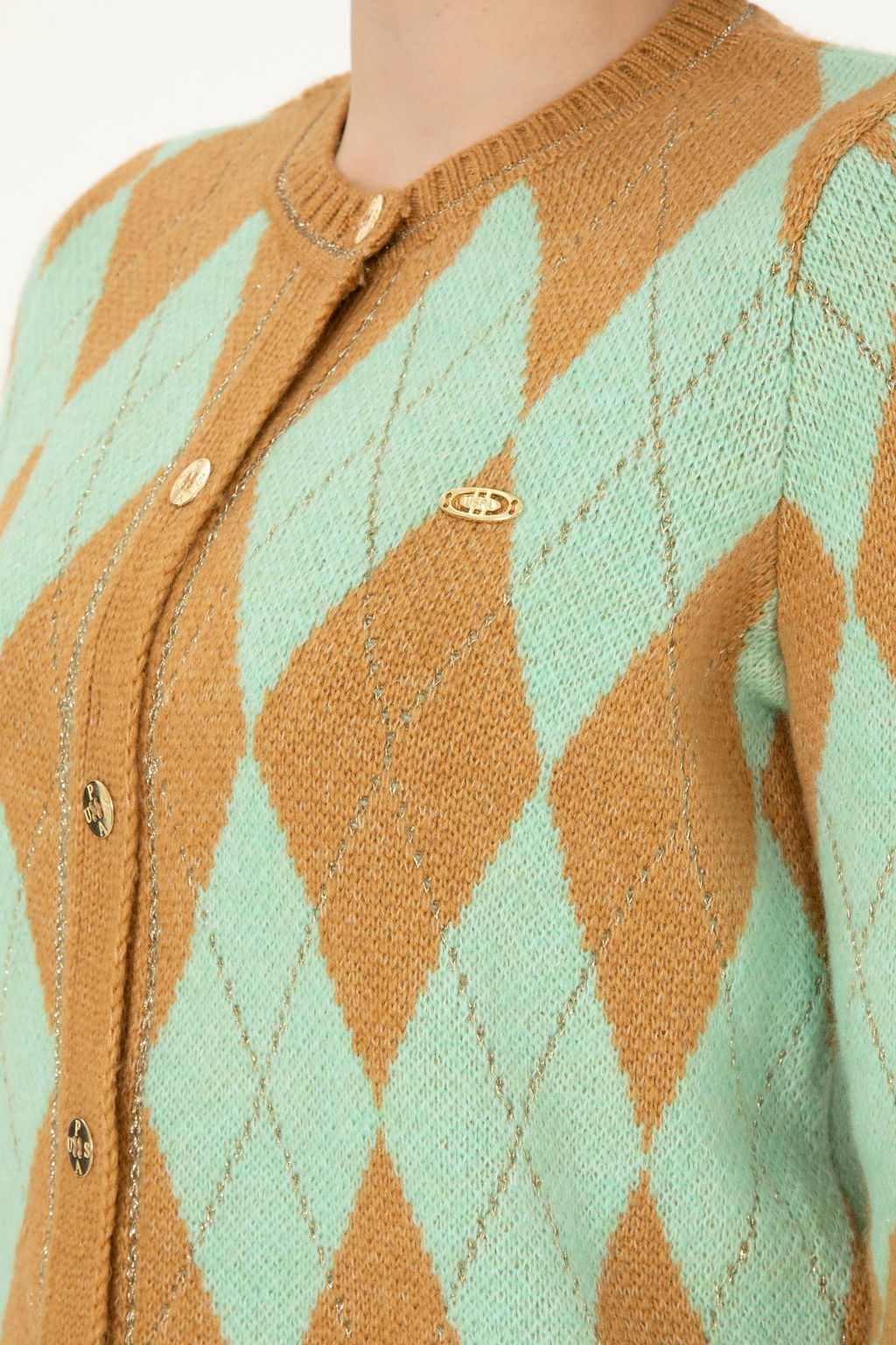 Женский кардиган из меланжевого трикотажа светло-коричневого цвета Неожиданная скидка в корзине - U.s. polo assn фото 7