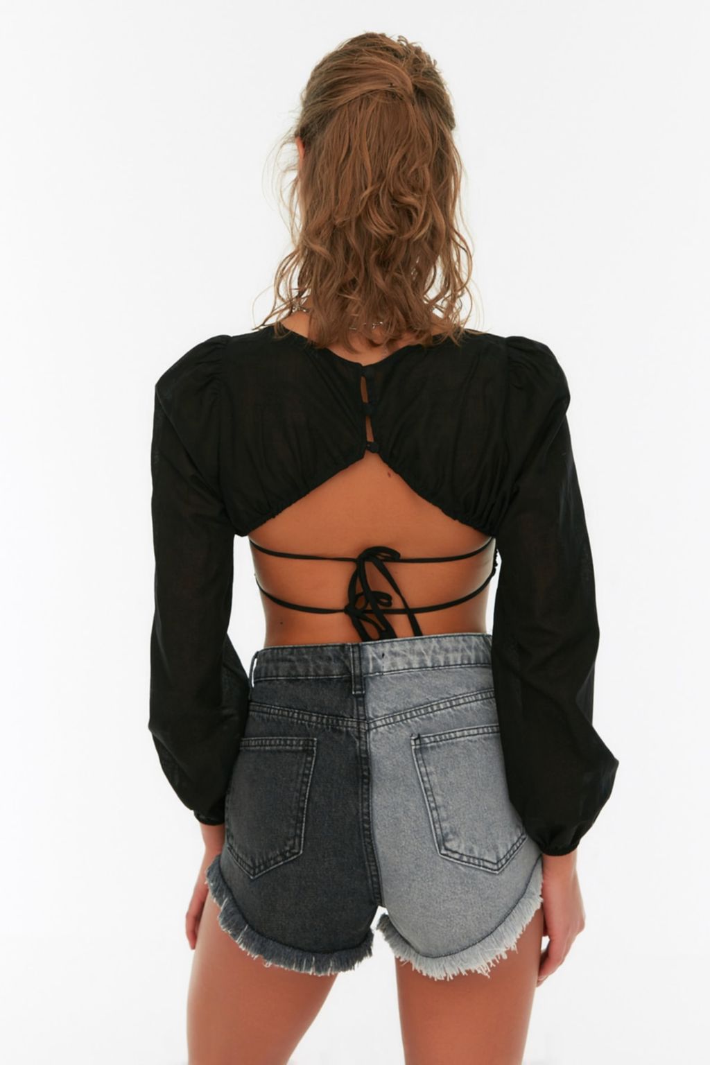 TRENDYOLMILLA Denim Renk Bloklu Denim Plaj Sort TBESS22SR0391 фото 3