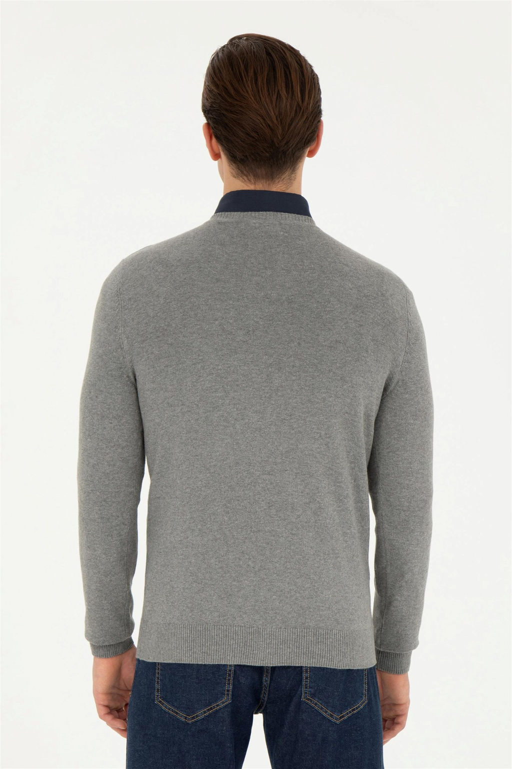 Мужской серый меланжевый базовый свитер - U.s. polo assn фото 5