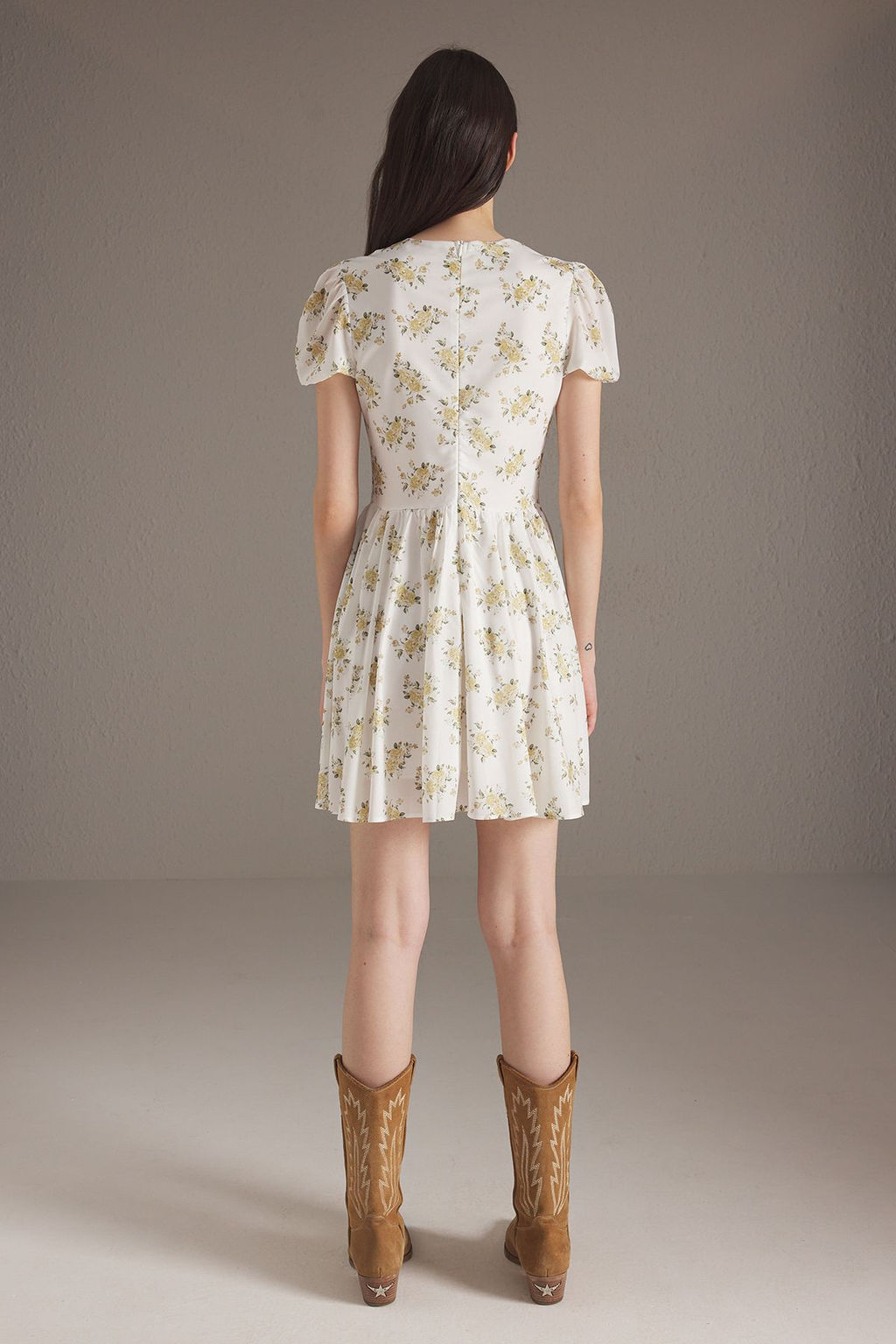 TRENDYOLMILLA Ekru Cicekli Mini Dokuma Elbise TWOSS25EL00789 фото 4