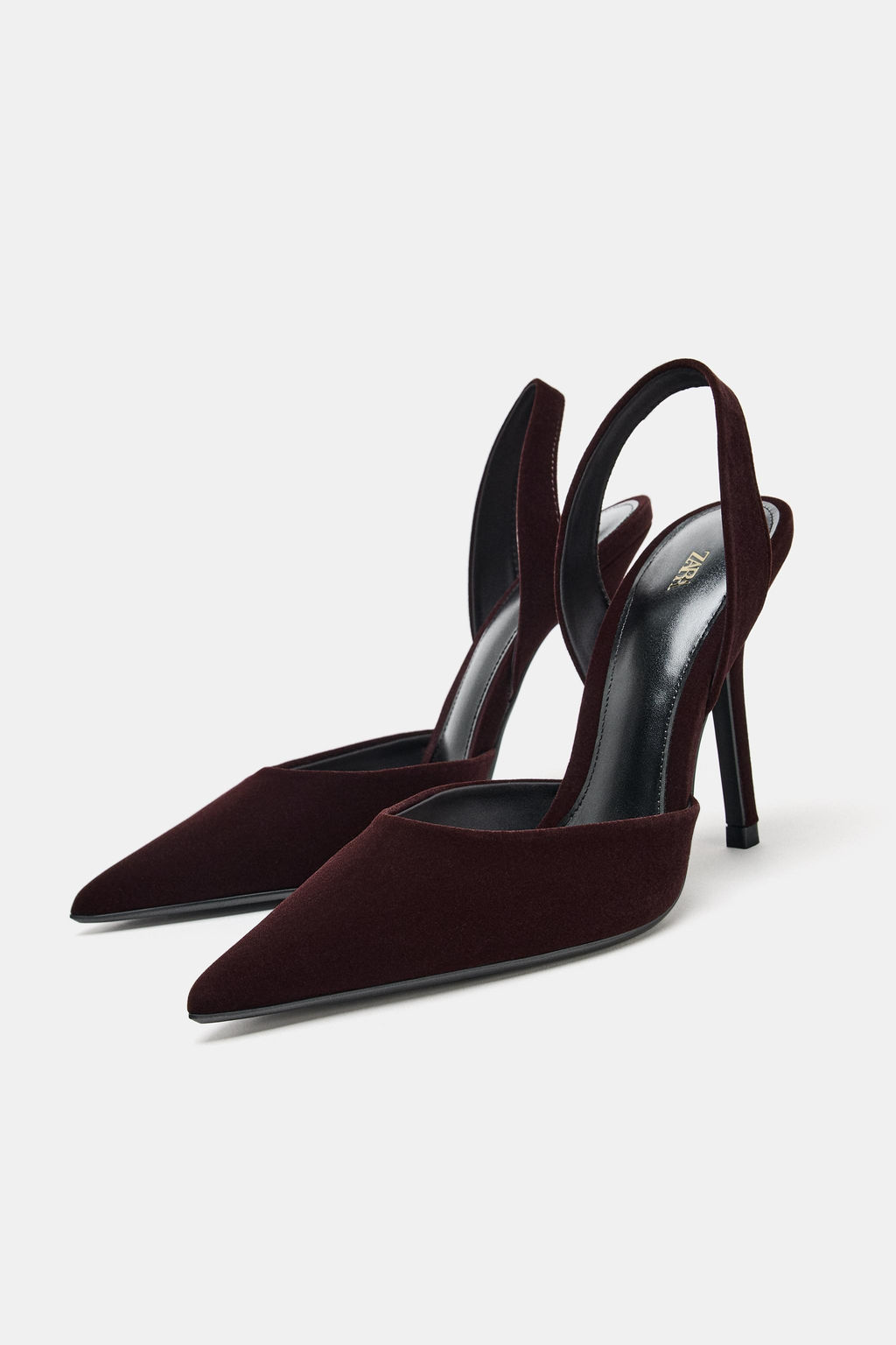 VELVET EFFECT HIGH-HEEL SLINGBACK SHOES - Zara фото 4