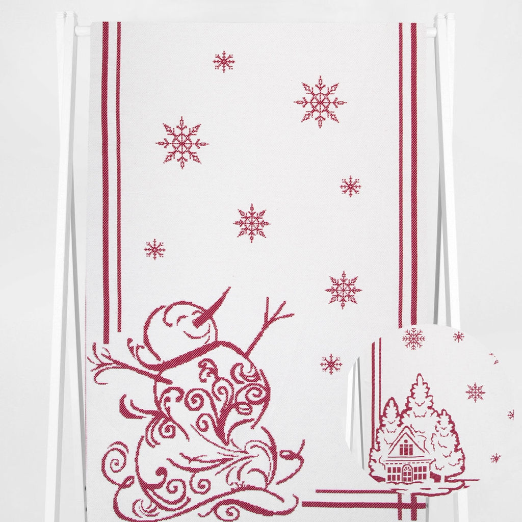 Полотенце 5с22.312ж1 Снеговик и домик1(ДТЭ бордовый) 50х180 см