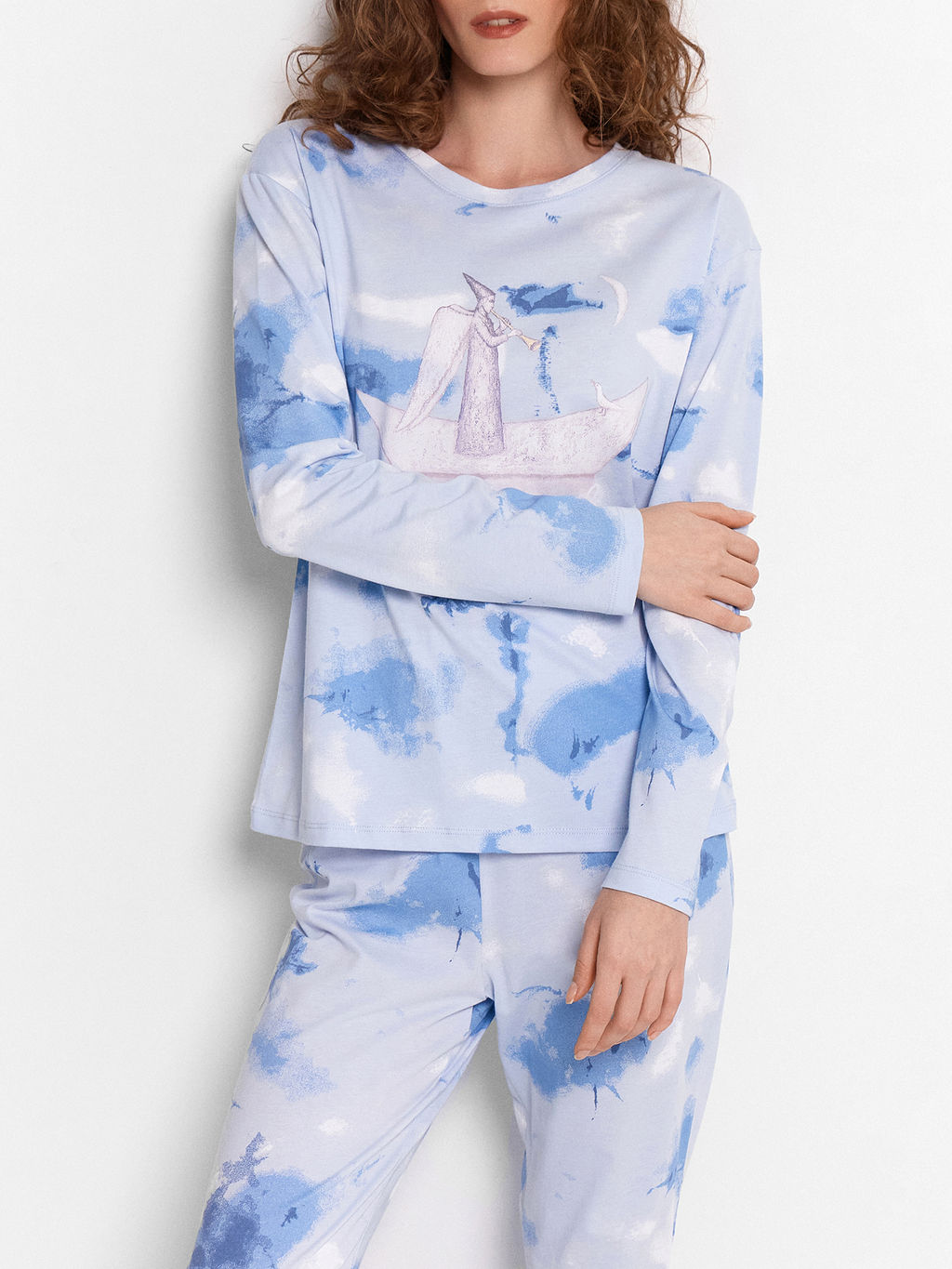 Пижама женская голубая с принтом и надписью Сладких снов голубая варка 592510 - Mark formelle фото 10