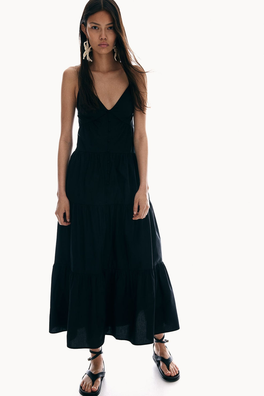 Vestido escalonado con tirantes espagueti - H&m фото 2