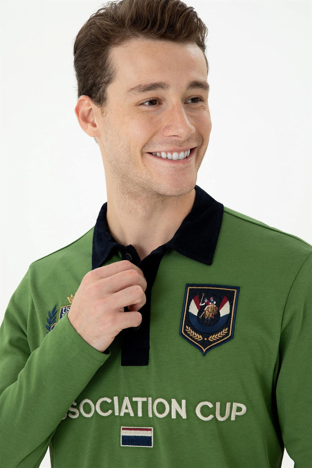 U. S. Polo Assn Мужская зеленая толстовка с воротником-поло - U.s. polo assn фото 9