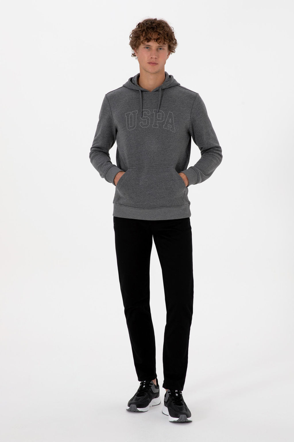Erkek Regular Fit Kap__onlu Antrasit Melanj Basic Sweatshirt Sepette S_rpriz _ndirim