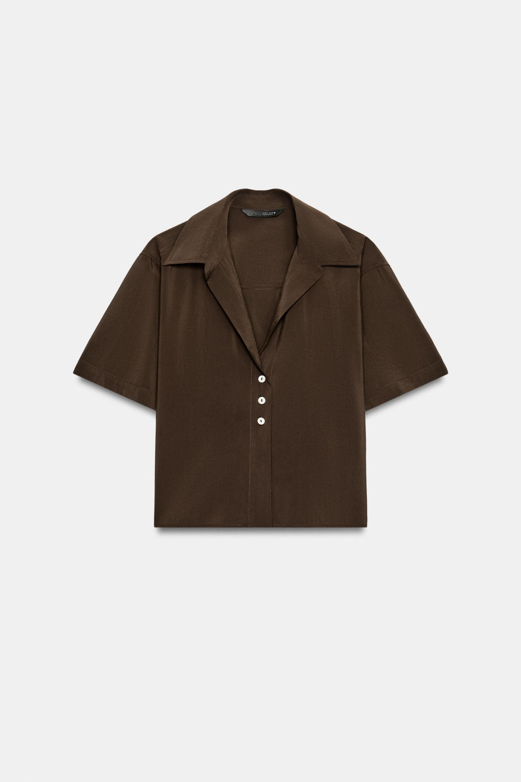 CAMISA FLUIDA MANGA CORTA / Marr?n chocolate - Zara фото 5