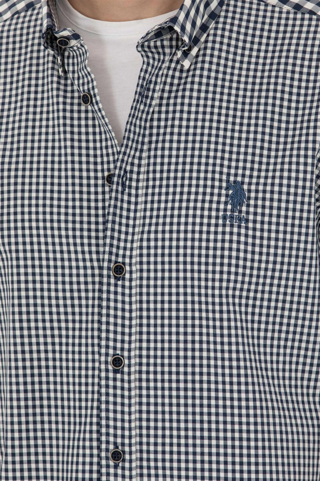 Мужская темно-синяя рубашка с длинным рукавом - U.s. polo assn фото 7