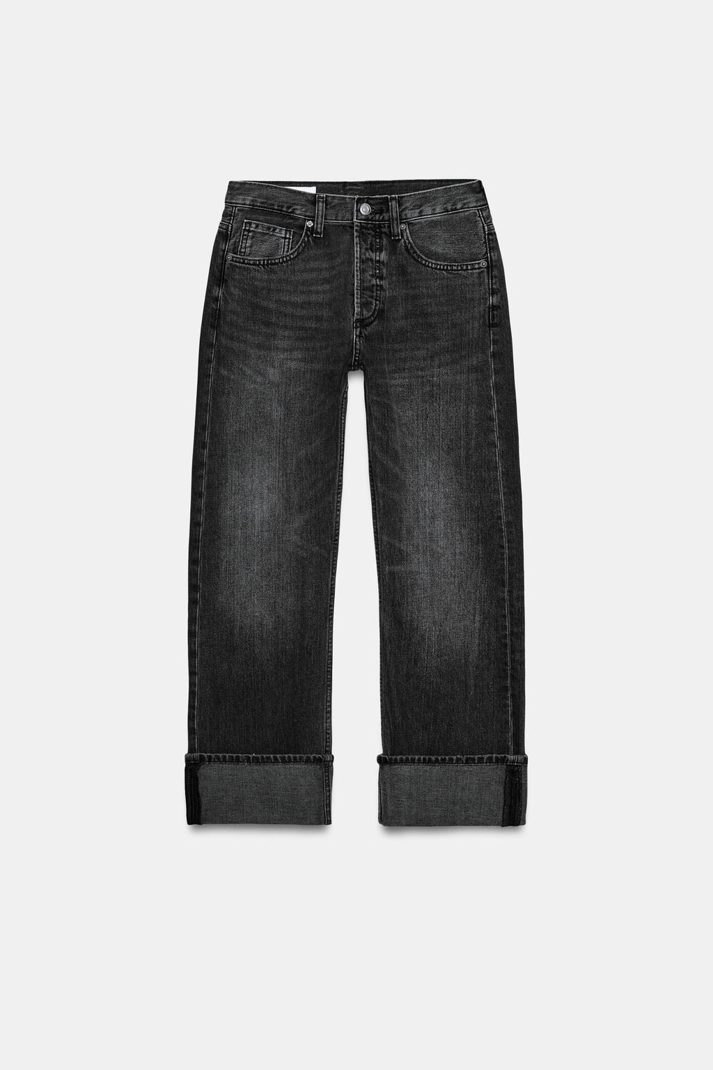 JEANS TRF RECTOS FOLD UP TIRO MEDIO / Negro - Zara фото 6