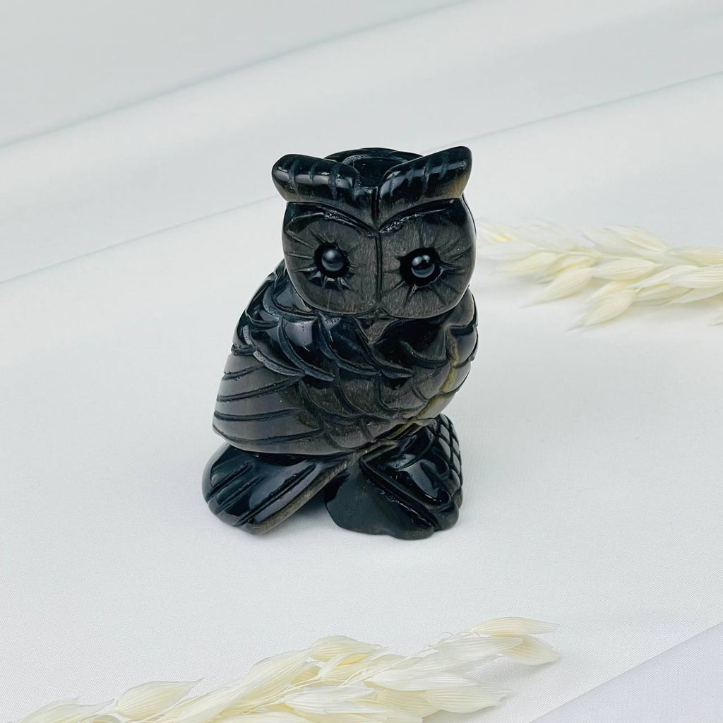 Фигурка Сова из золотистого Обсидиана - Радуга самоцветов фото 3