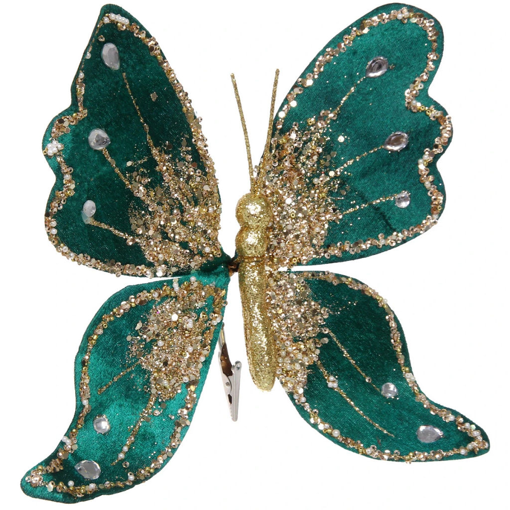 Украшение новогоднее "Искристая бабочка" 19*19 см, Изумруд