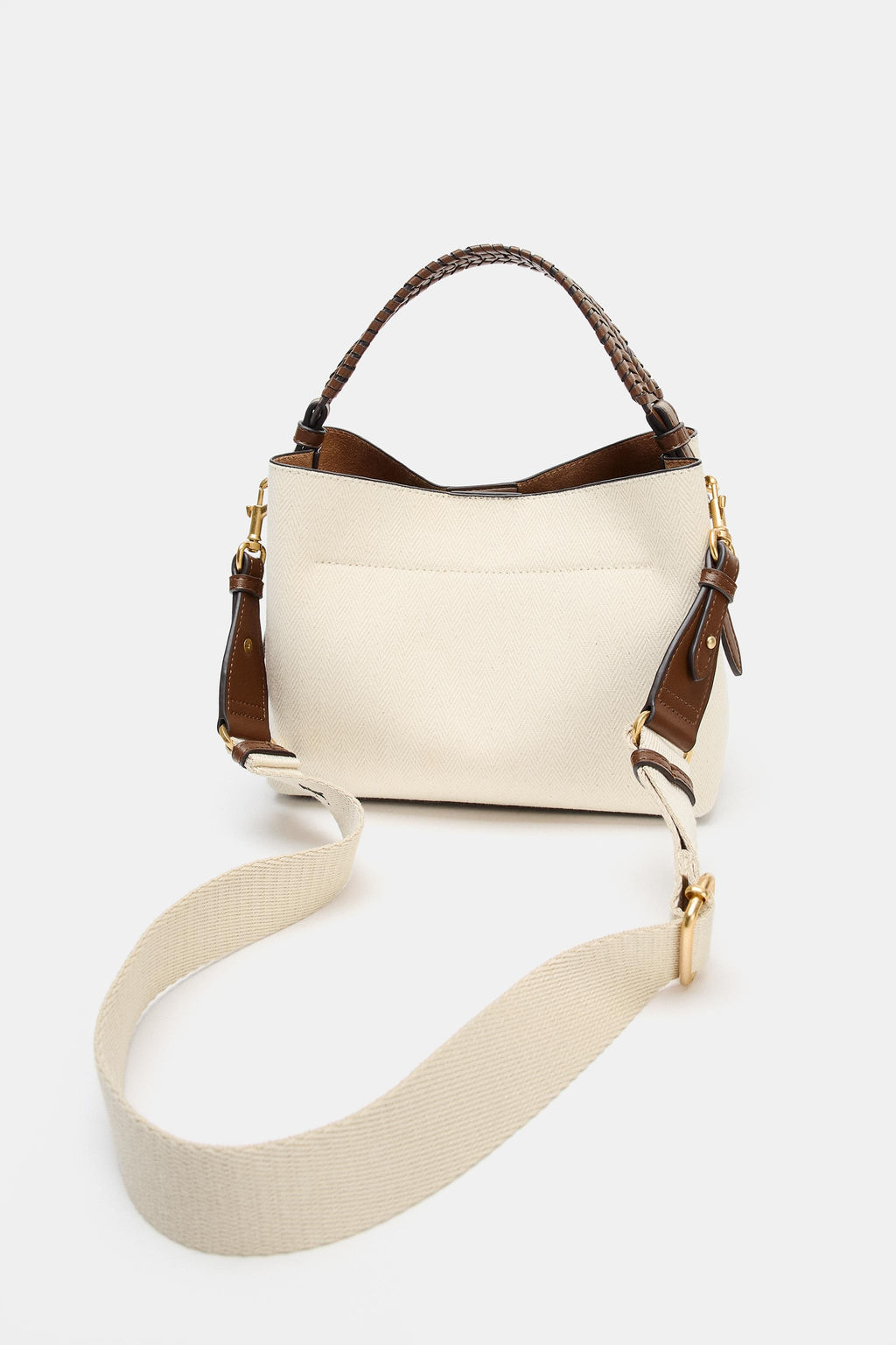 BOLSO CANVAS ASA TRENZADA / Beige claro - Zara фото 4