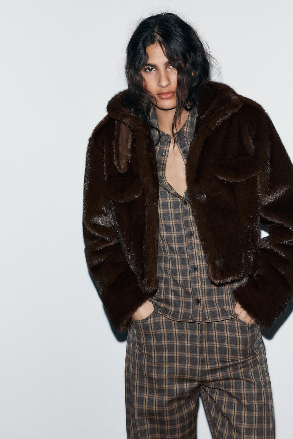 CHECKED BALLOON TROUSERS - Zara фото 7