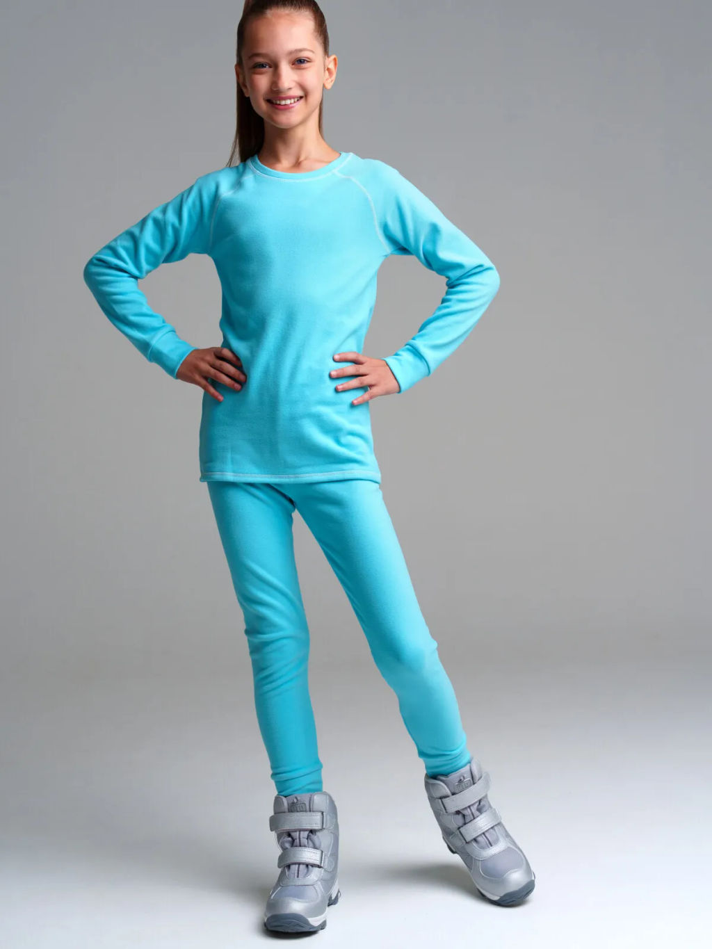 32321139 Термокомплект трикотажный для девочек: брюки, толстовка, для эпизодического использования