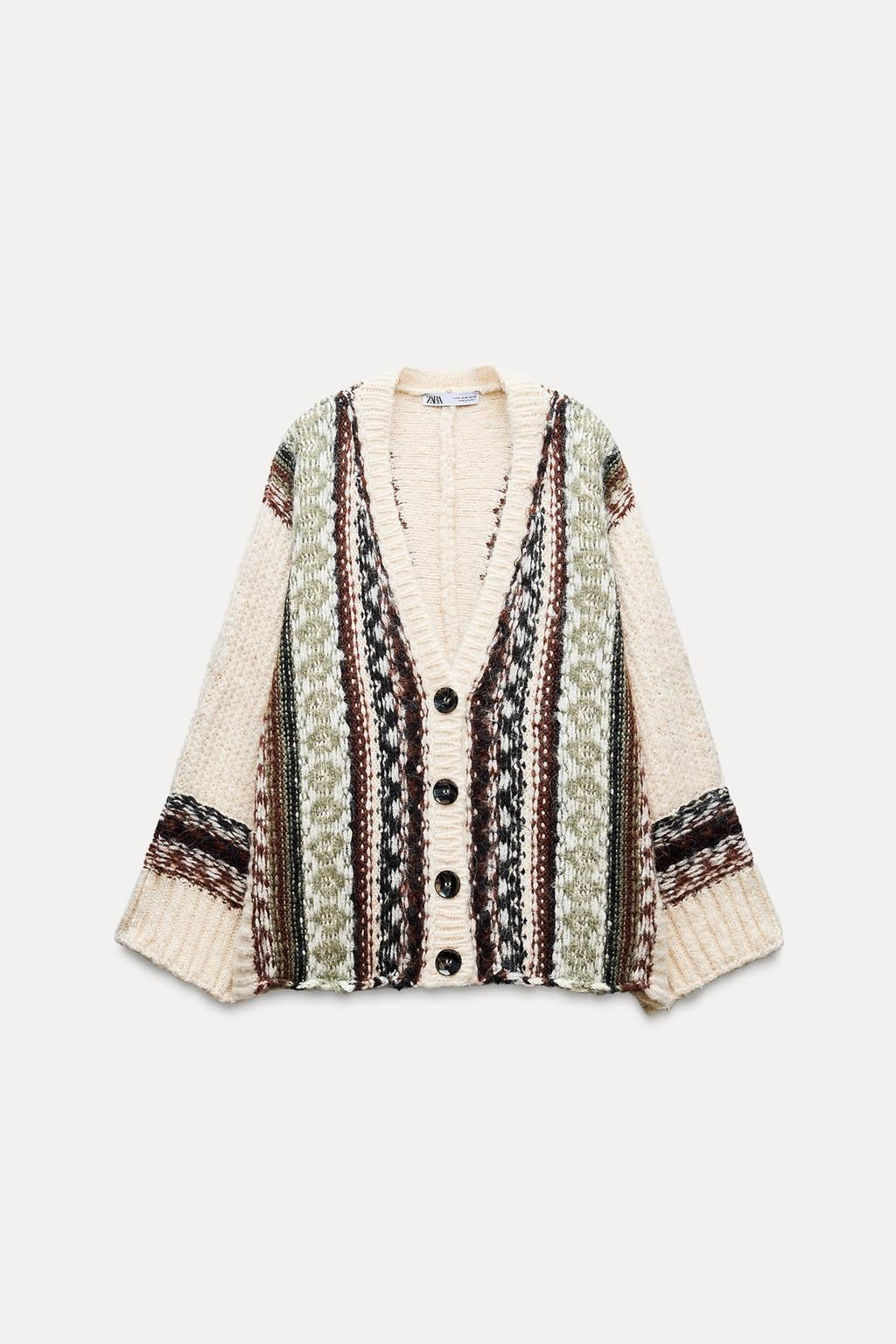 OVERSIZED JACQUARD CARDIGAN - Zara фото 2