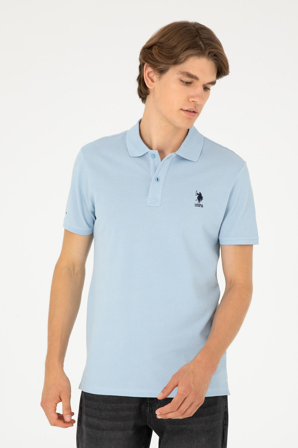 Мужская голубая базовая футболка - U.s. polo assn фото 3