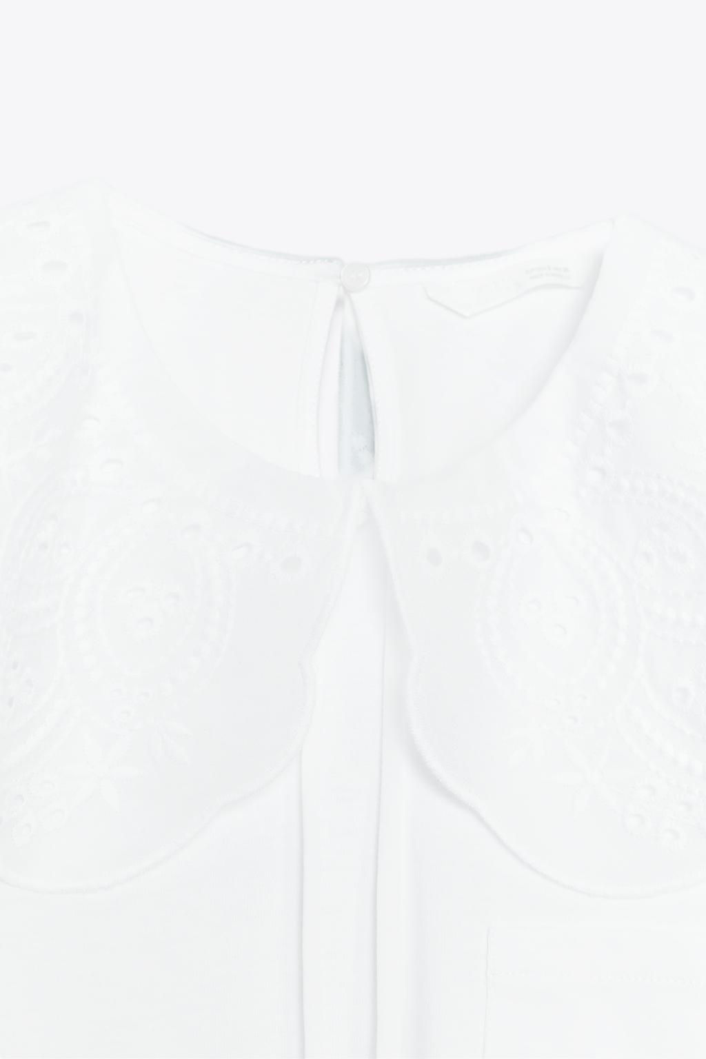 EMBROIDERED PETER PAN COLLAR T-SHIRT - Zara фото 7