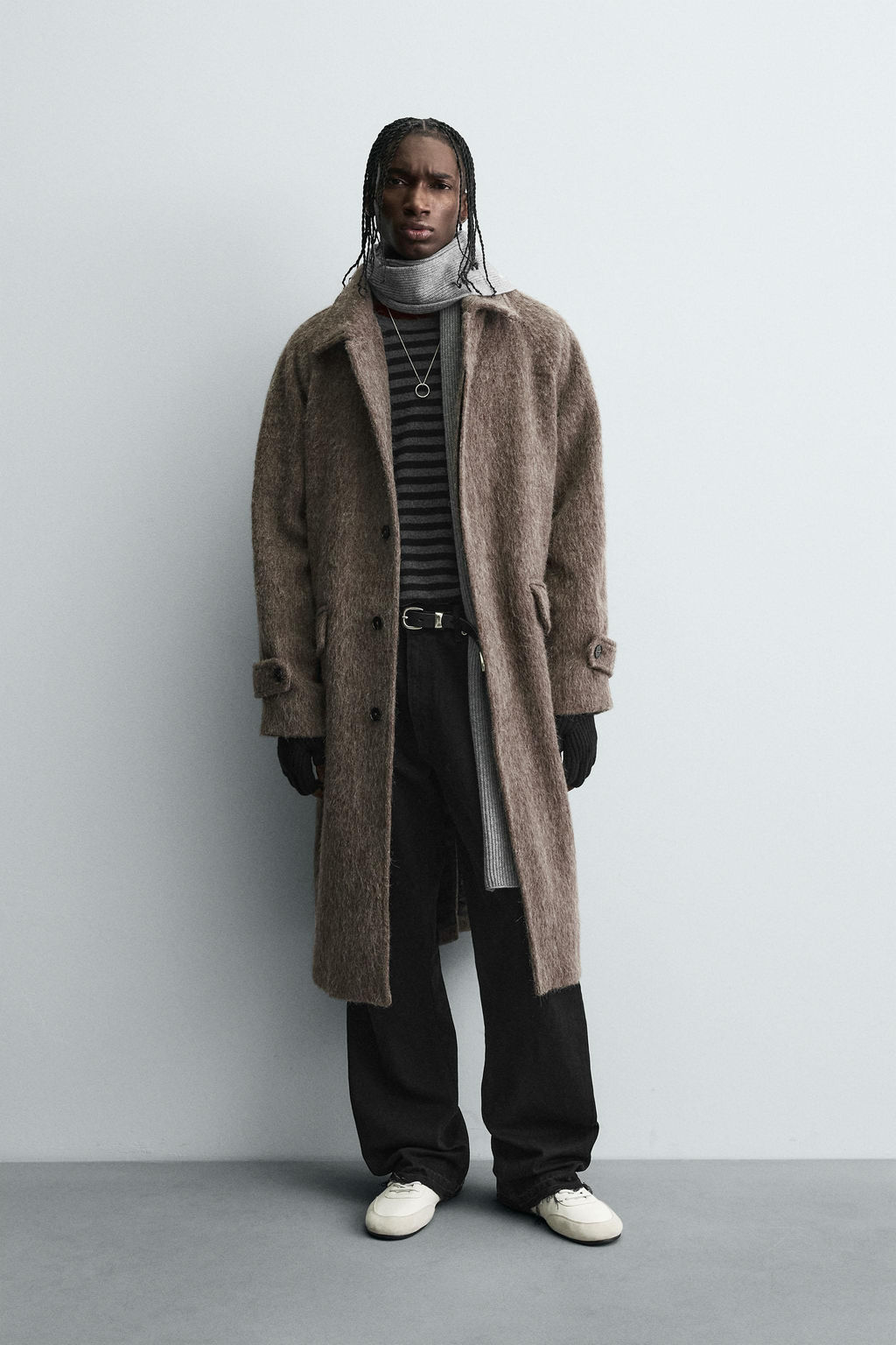 COAT WITH FAUX FUR WOOL BLEND
