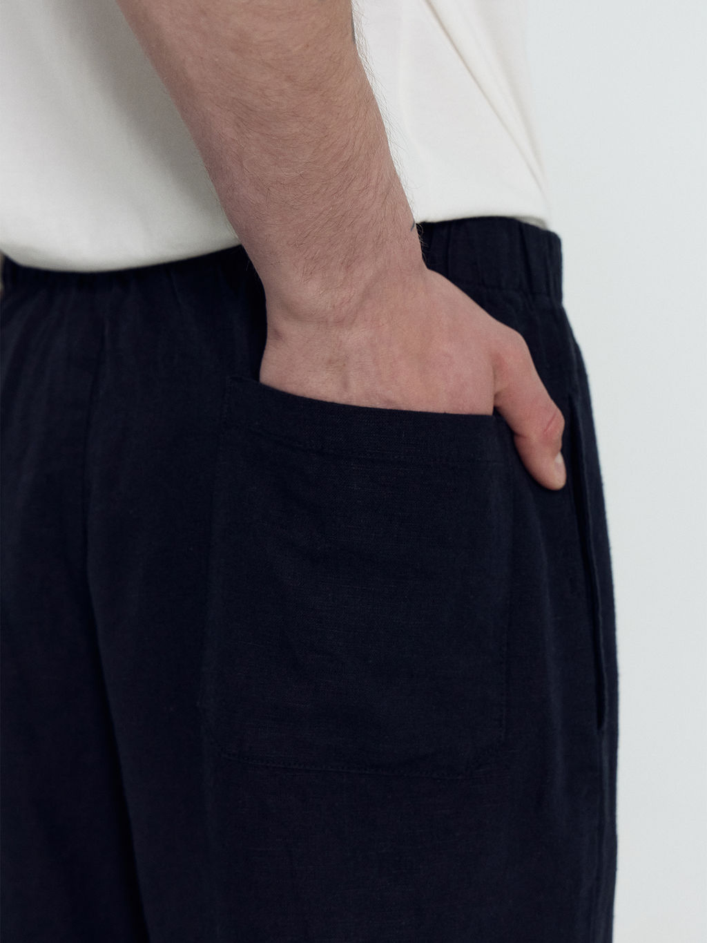 Брюки мужские черные из хлопка и льна черный 181259-1 - Mark formelle фото 7