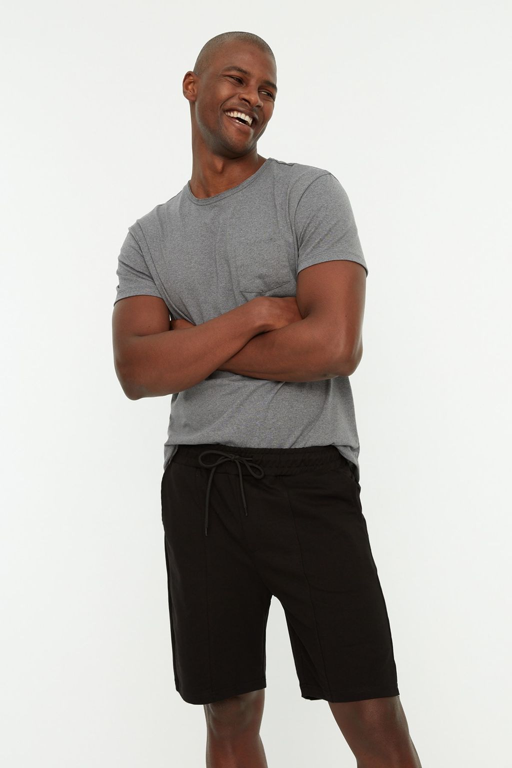 TRENDYOL MAN Tas Regular/Normal Kesim Orta Boy Lastik Belli Bagc?kl? Dikis Detayl? Sort TMNSS20SR0070 - Trendyolmilla фото 7