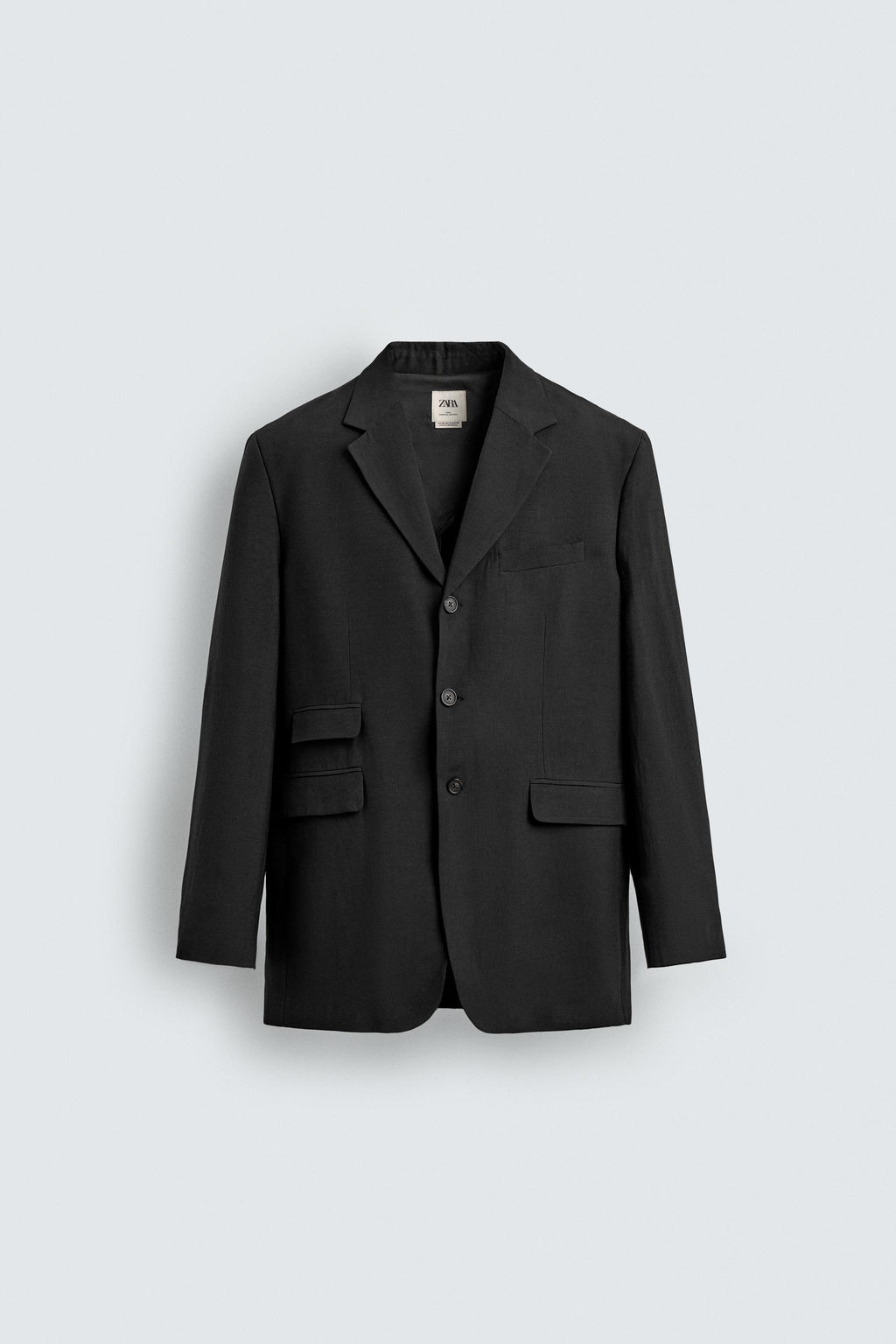 BLAZER TRAJE RELAXED FIT VISCOSA - LINO / Negro - Zara фото 7