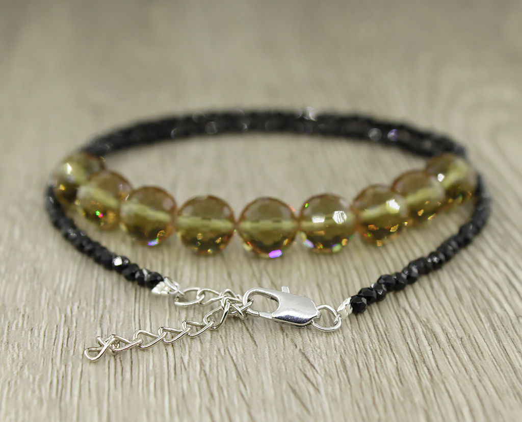 Султанит "Баланс", круглые гранёные 10 мм, бусы 47...52см