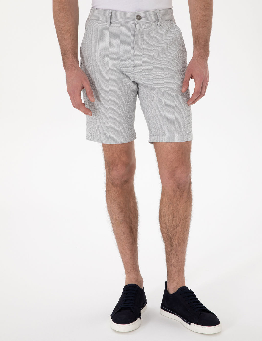Gri Slim Fit Gofre Beli Lastikli Dokuma _ort