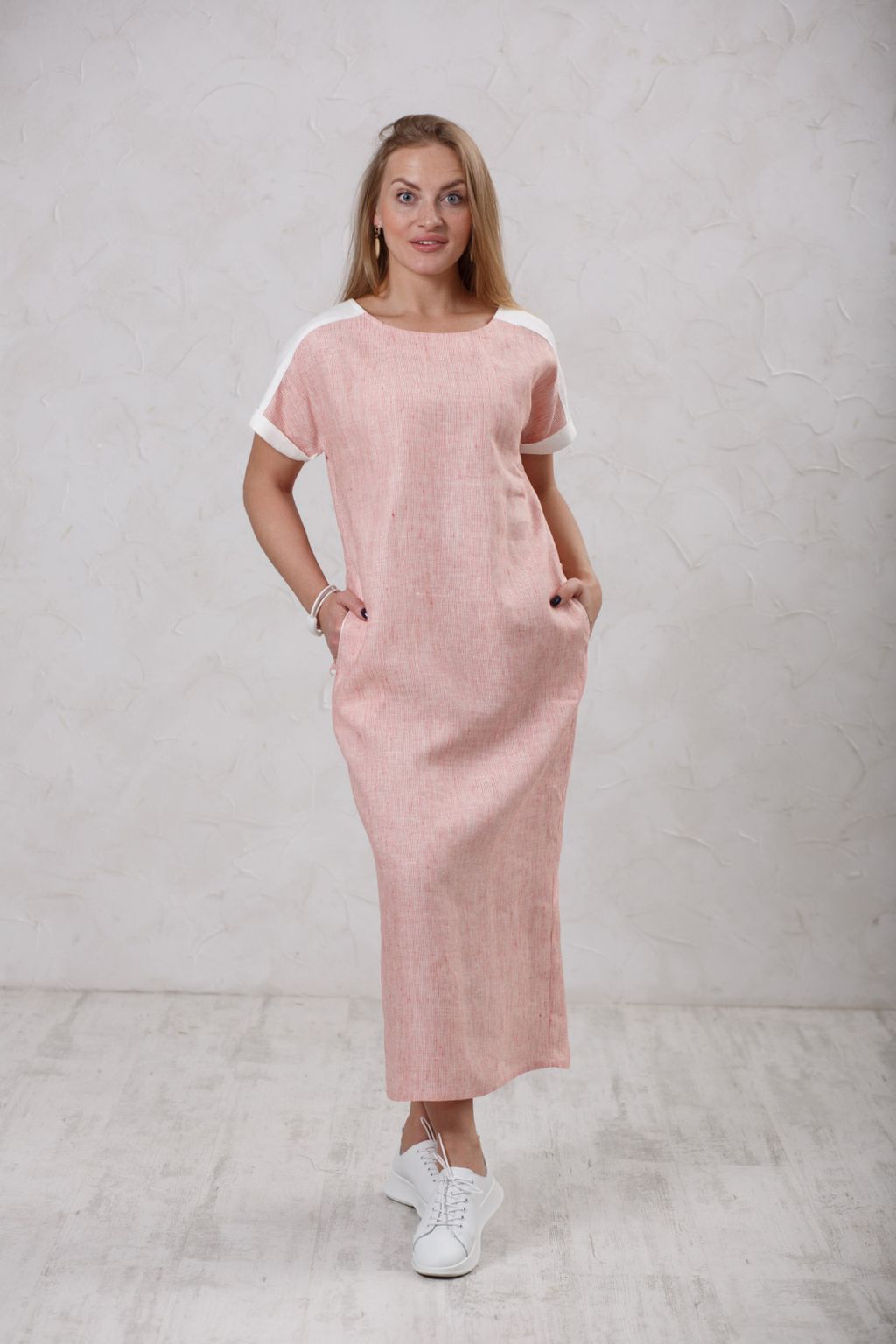 70% лен, 30% вискоза Платье визуально скрывает «лишнее» - Новый лен фото 2