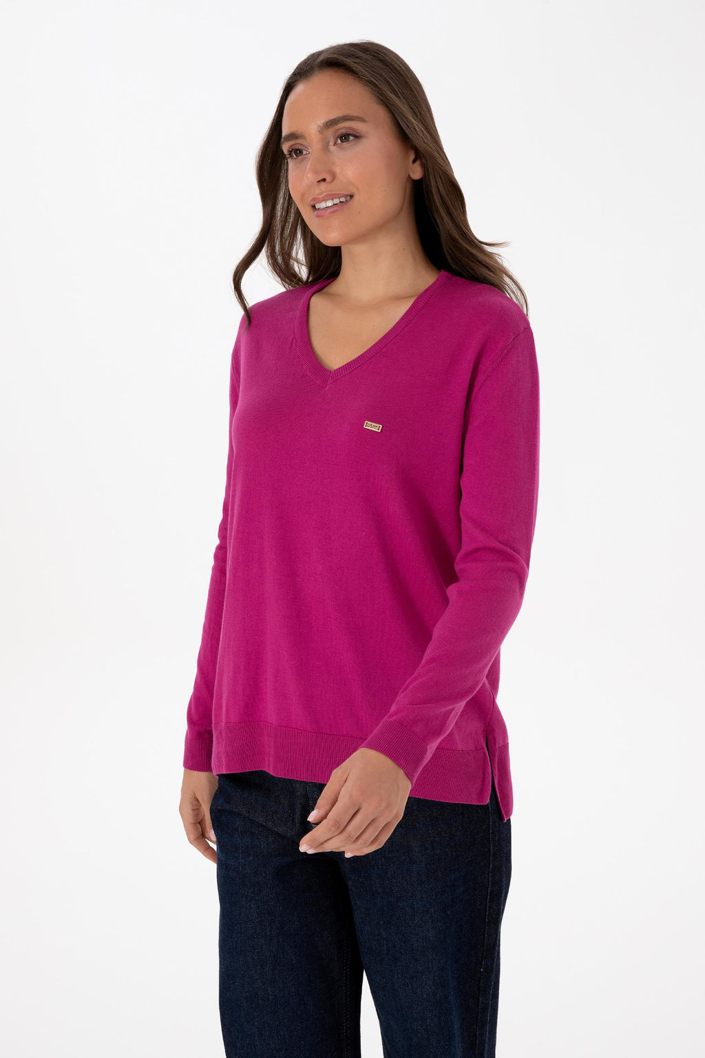 Kad_n Pembe V Yaka Basic Kazak - U.s. polo assn фото 3