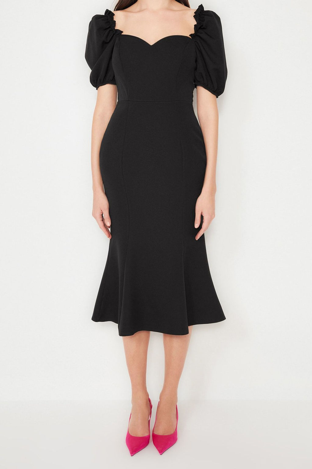 Siyah Yaka Detayl? Dokuma S?k Abiye Gece Mezuniyet Elbisesi TPRSS21EL0053