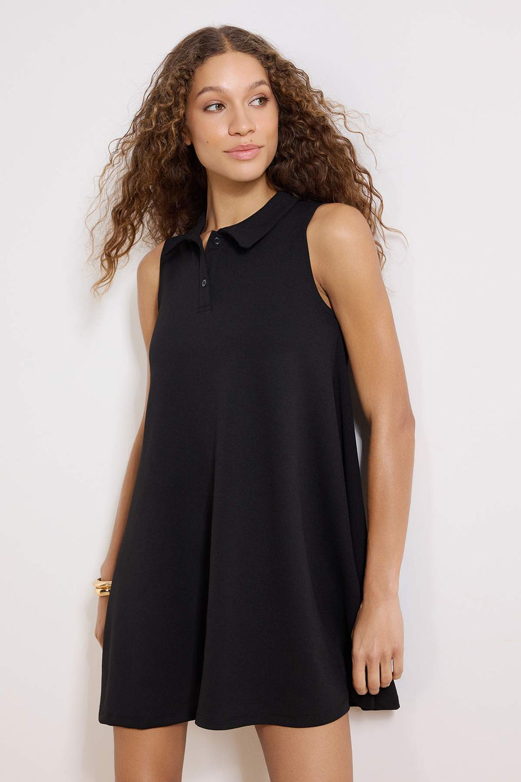 Siyah Belden Ac?lan Polo Yaka Kolsuz Mini Scuba Krep Orme Elbise TWOSS26EL00159 - Trendyolmilla фото 2